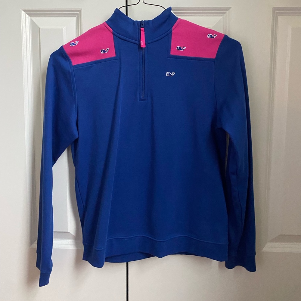 Vineyard Vines Girl’s Sweater- royal blue color, size large (14), Quarter Zip